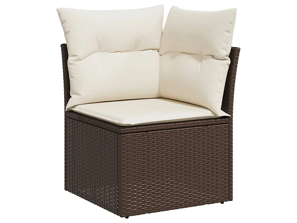 6-delige Loungeset met kussens poly rattan bruin