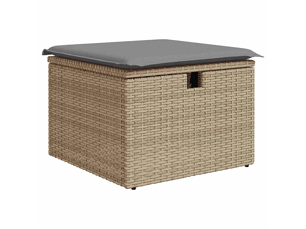 6-delige Loungeset met kussens poly rattan acacia beige