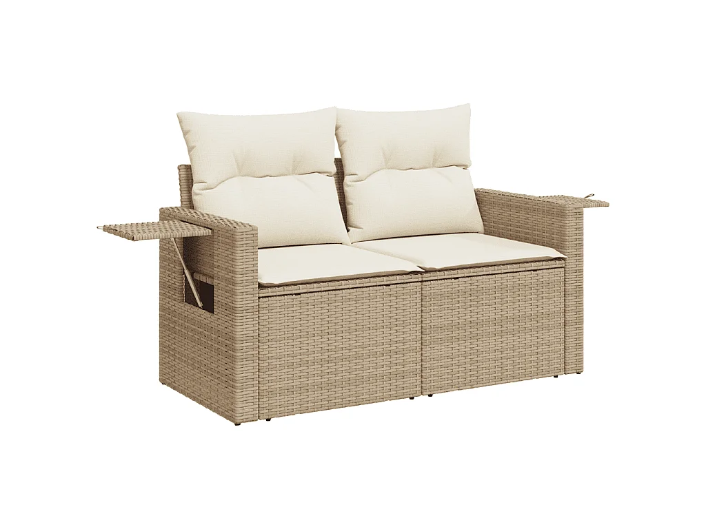 Salon de jardin avec coussins 6 pcs beige résine tressée