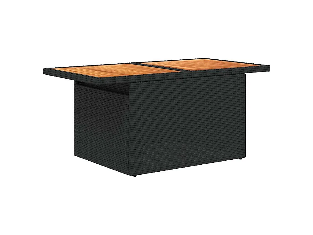 Set Divano da Giardino 6 pz con Cuscini Nero Polyrattan Acacia