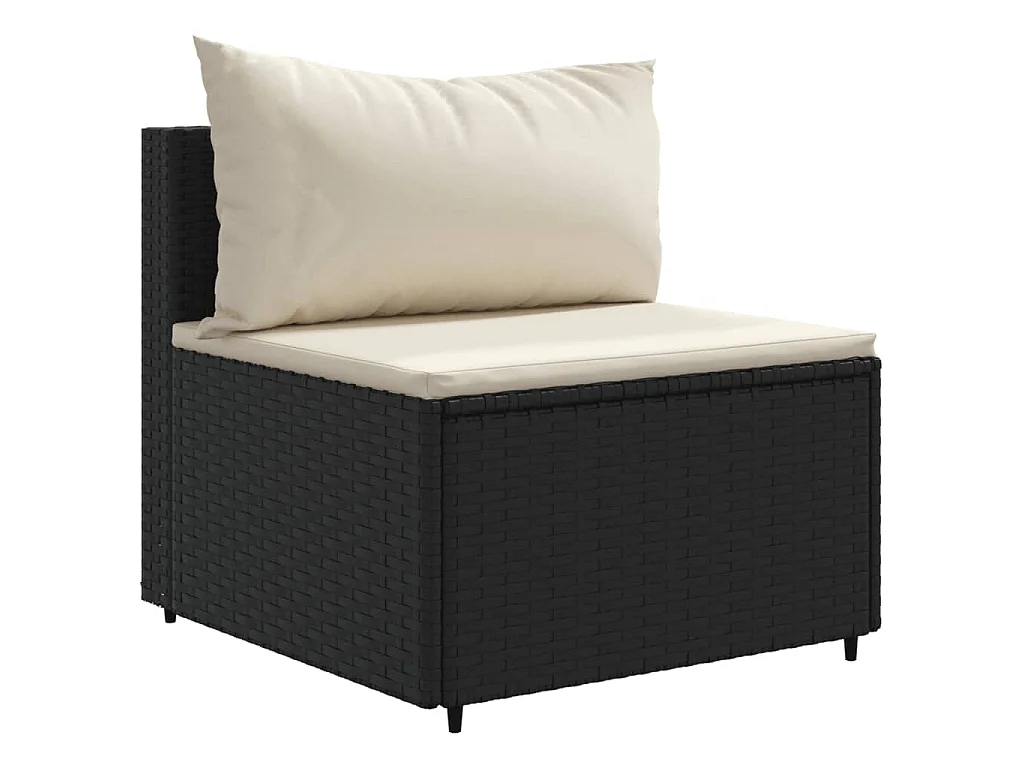 Set Divani da Giardino 5 pz con Cuscini Nero in Polyrattan