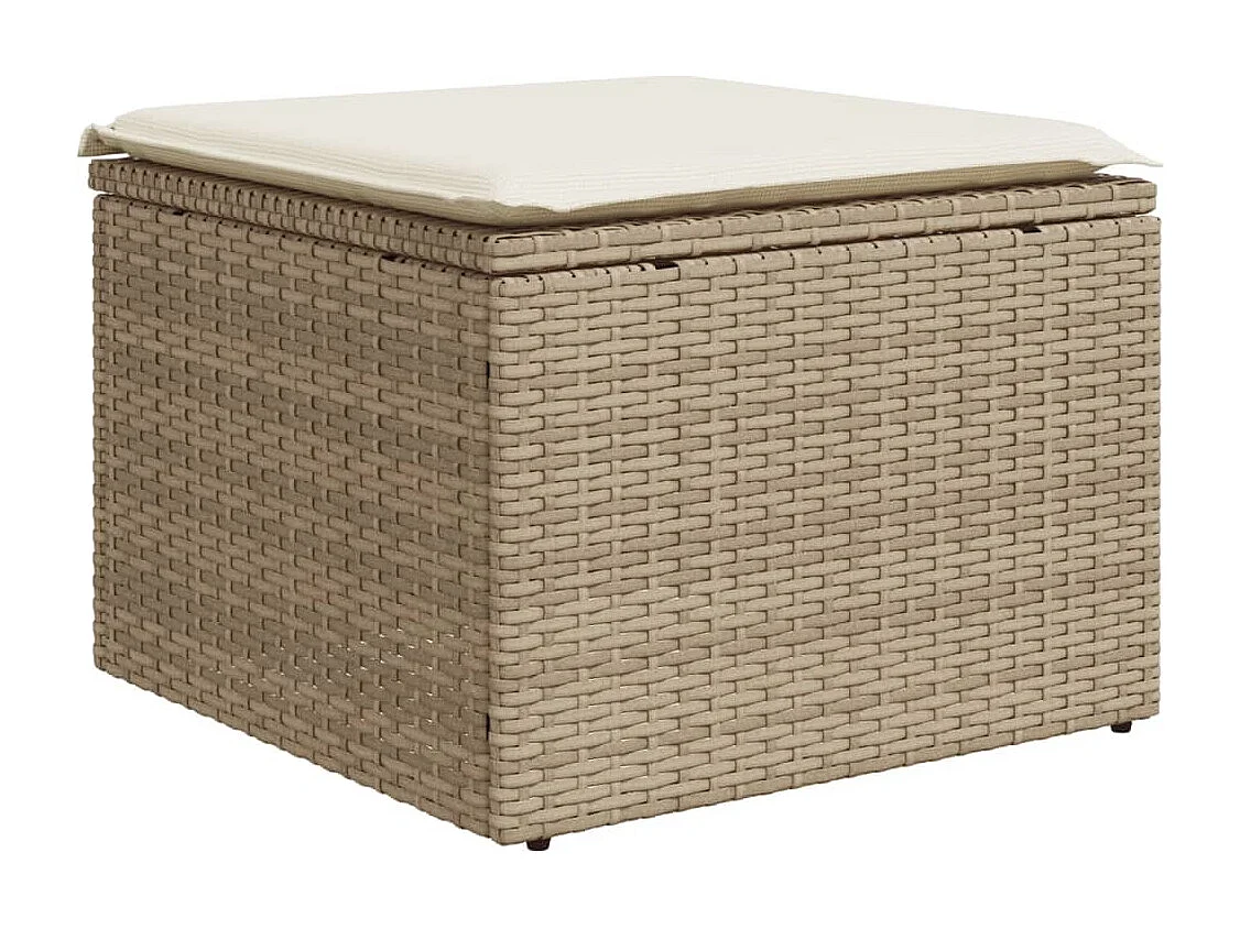 7-delige Loungeset met kussens poly rattan beige