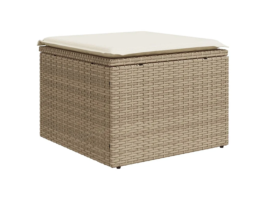 7-delige Loungeset met kussens poly rattan beige