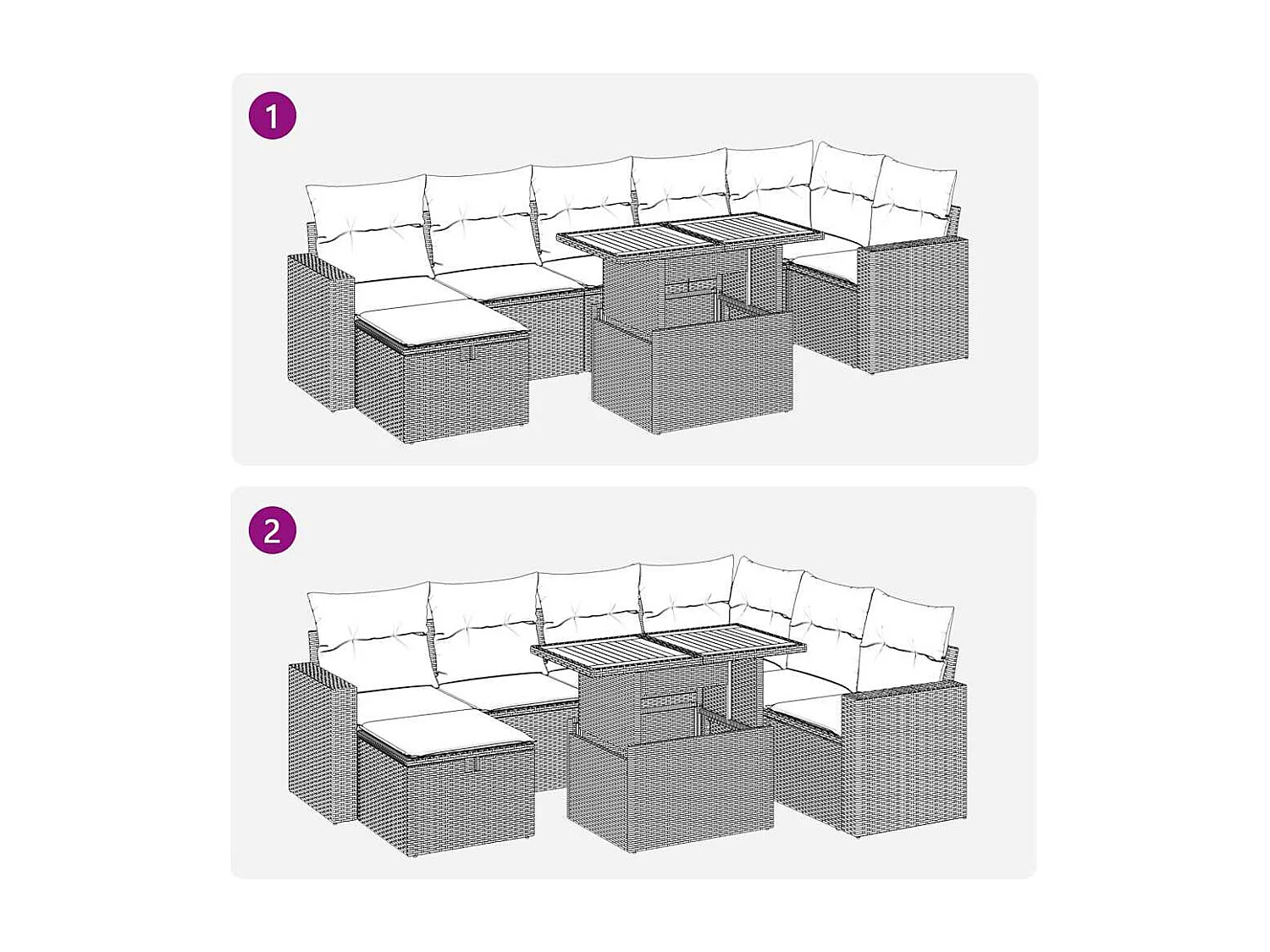 5 pcs conj. sofás p/ jardim c/ almofadões vime PE/acácia bege