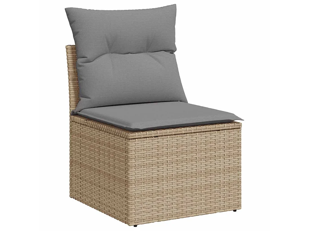Set sofás de jardín 7 piezas y cojines ratán sintético beige