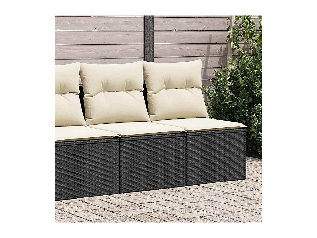 Salon de jardin avec coussins 2 pcs noir résine tressée acacia