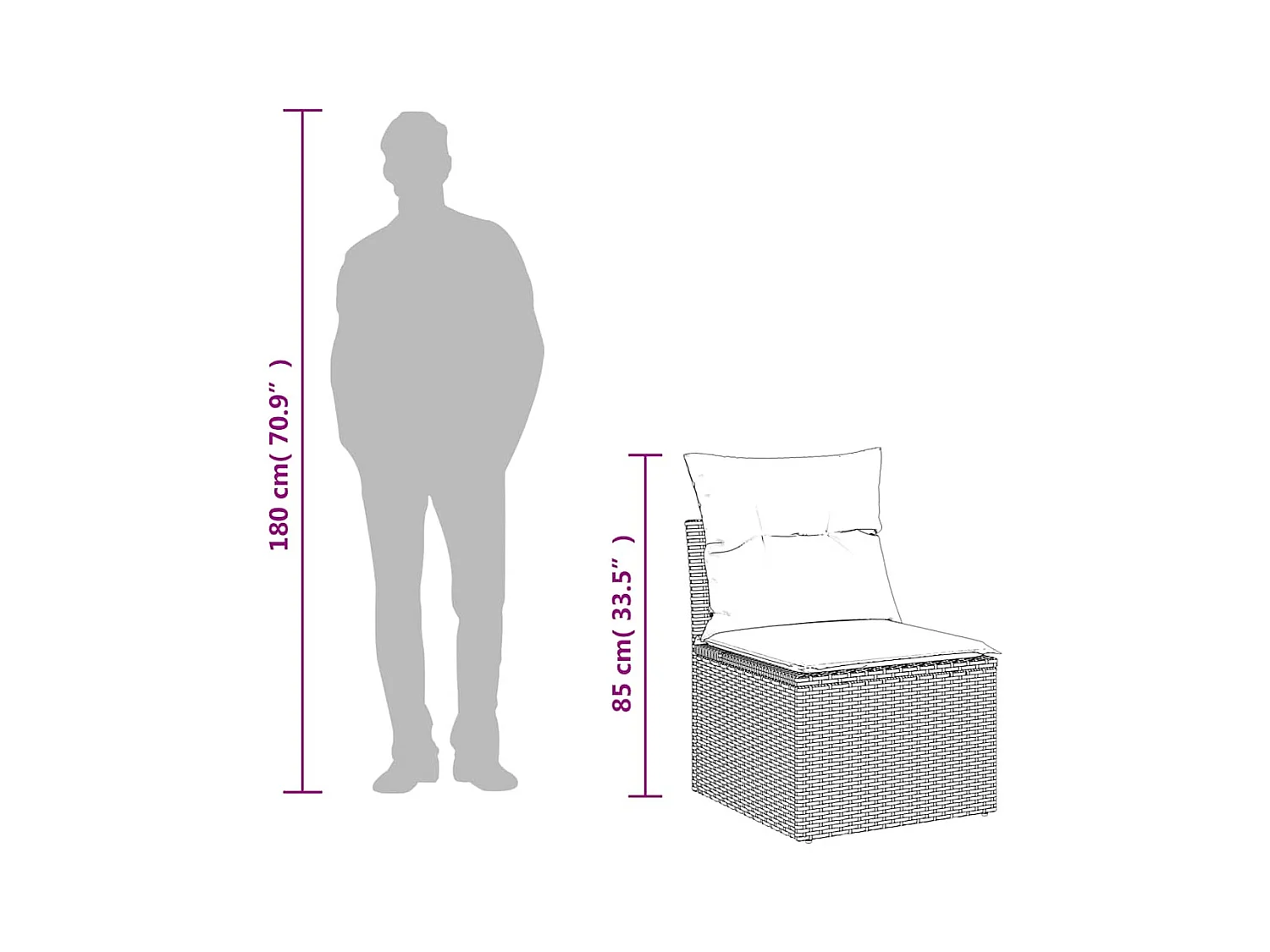 2-tlg. Garten-Sofagarnitur mit Kissen Schwarz Poly Rattan