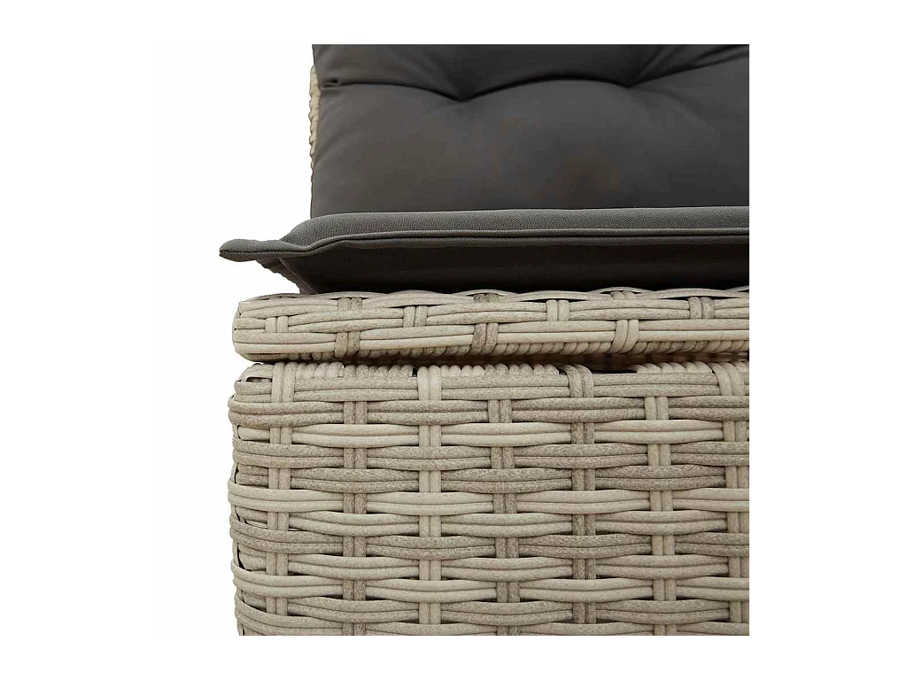 Salon de jardin 6 pcs avec coussins gris clair résine tressée