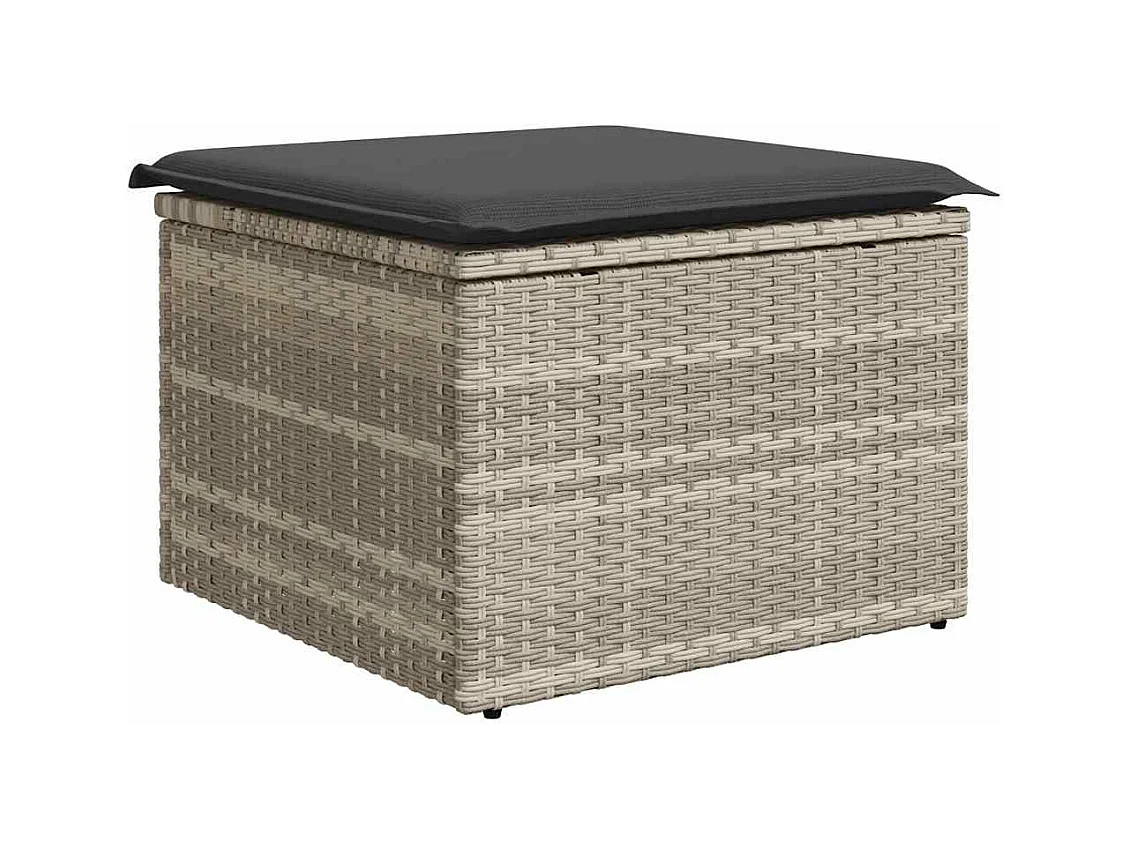Salon de jardin 6 pcs avec coussins gris clair résine tressée