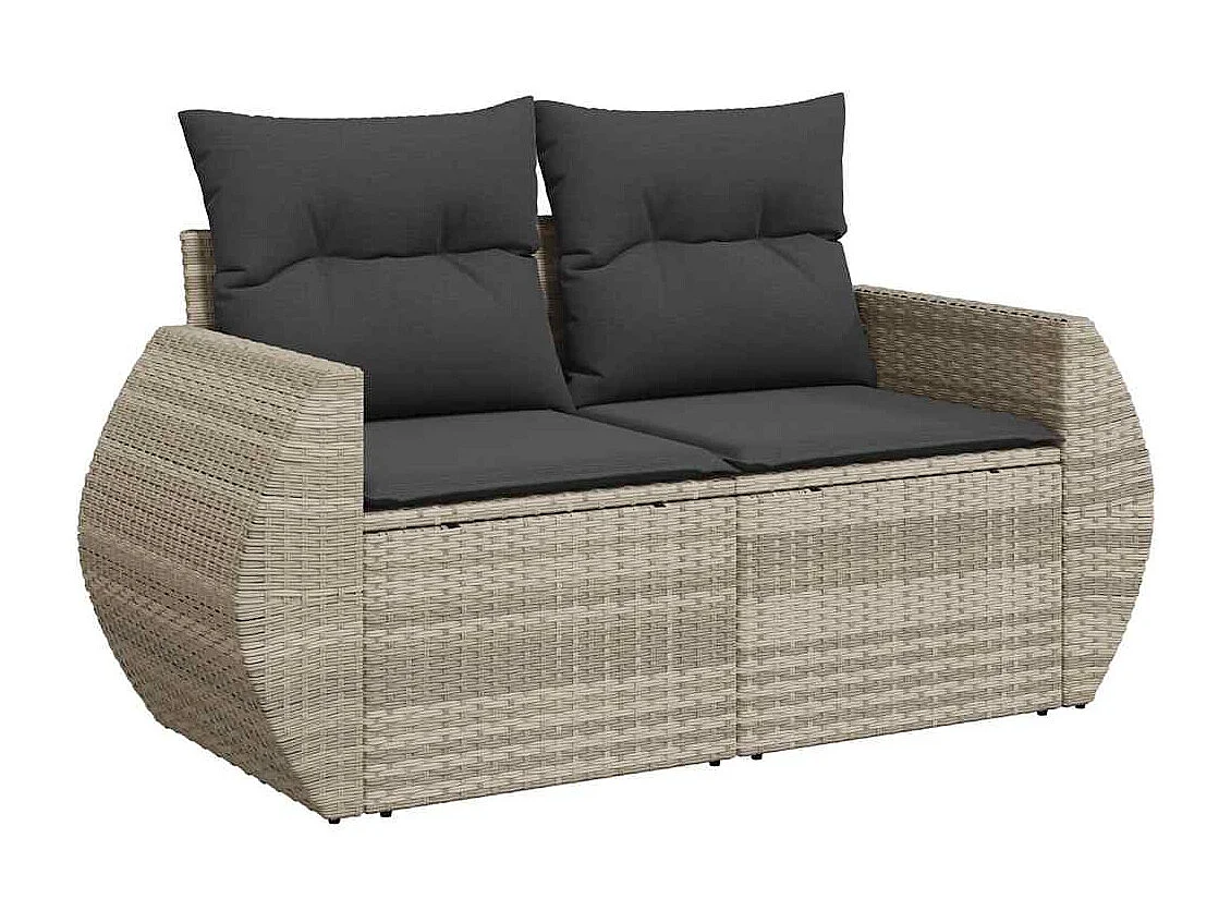 Set de sofás de jardín 6 pzas y cojines ratán sintético gris