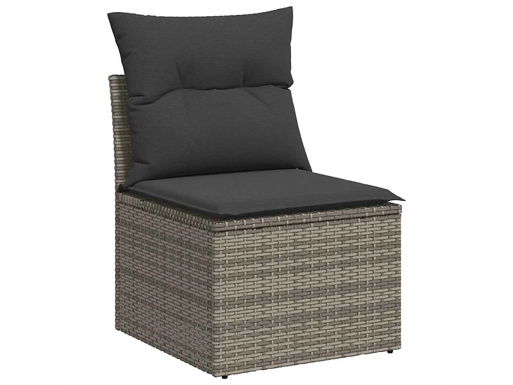Set Divano da Giardino 5 pz con Cuscini Grigio in Polyrattan