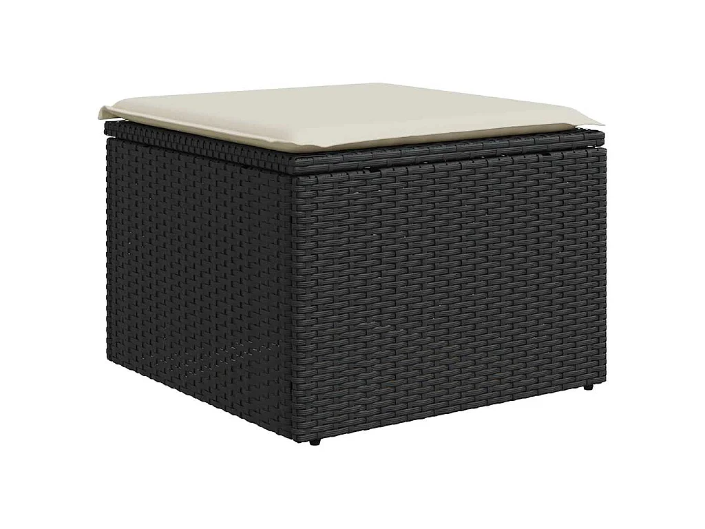 Set Divani da Giardino con Cuscini 7pz Nero Polyrattan