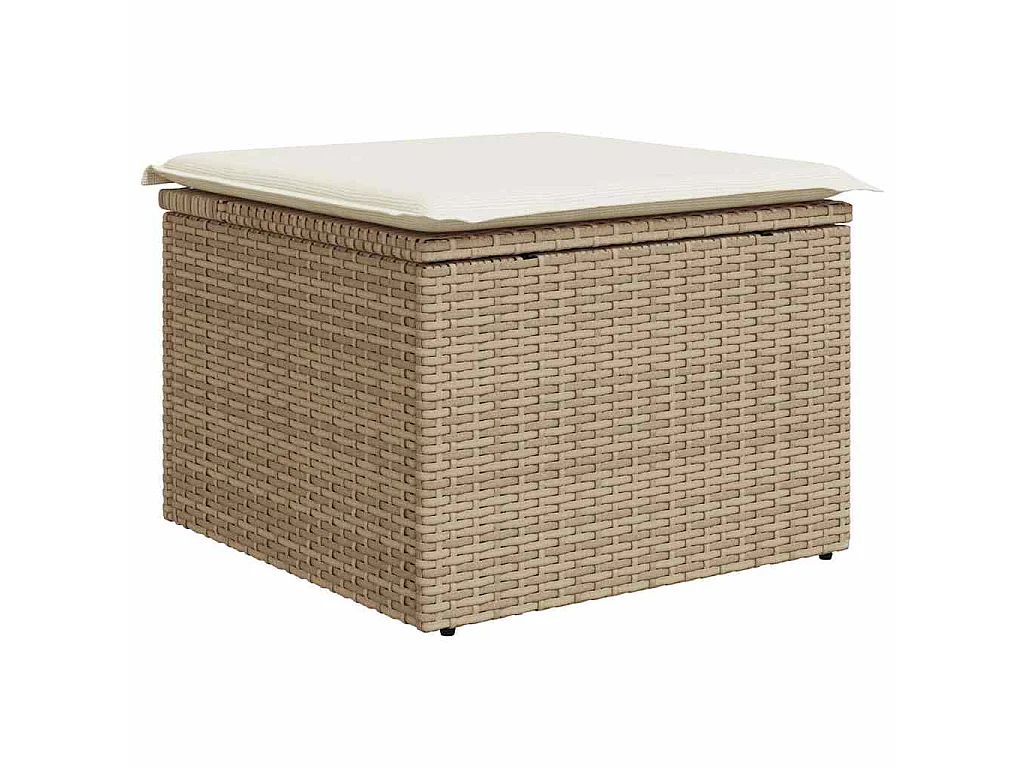 Set Divani da Giardino 7 pz con Cuscini Beige Polyrattan Acacia