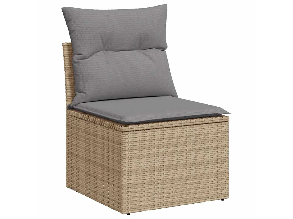 Set Divani da Giardino 7 pz con Cuscini Beige in Polyrattan