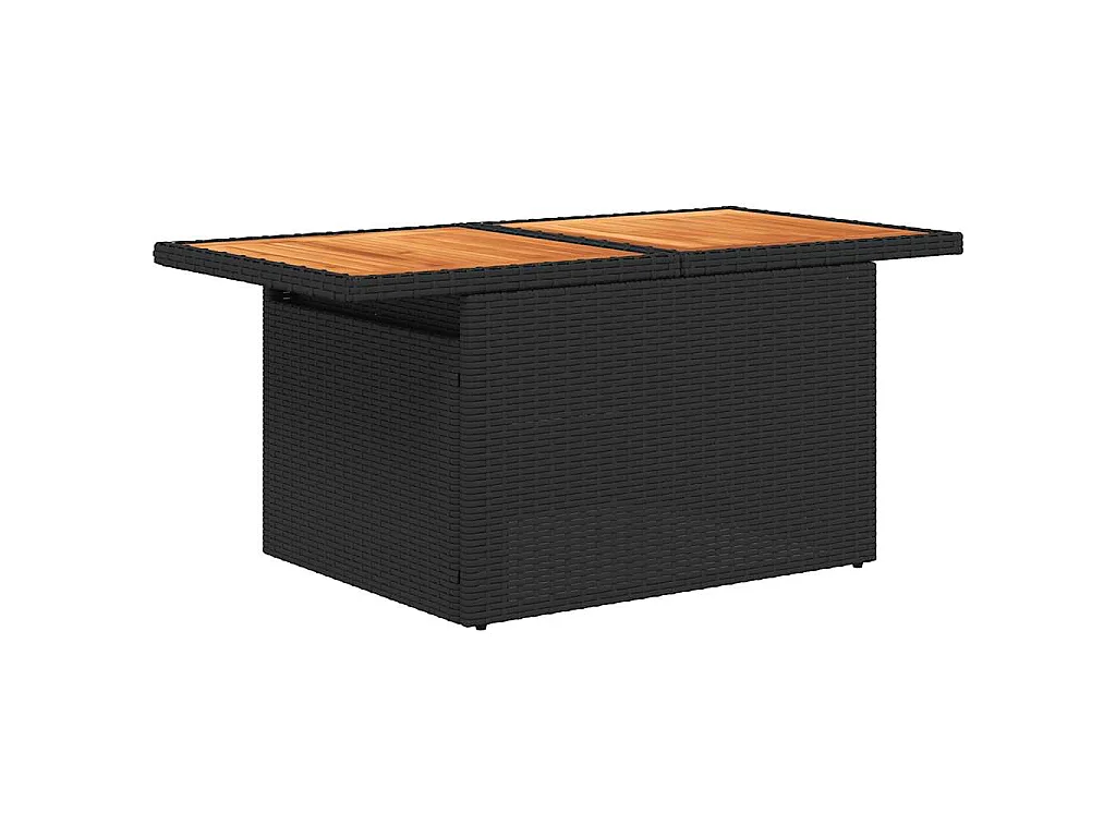6-delige Loungeset met kussens poly rattan acacia zwart