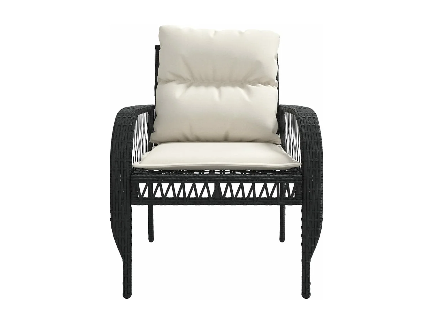 Salon de jardin 4 pcs avec coussins noir résine tressée