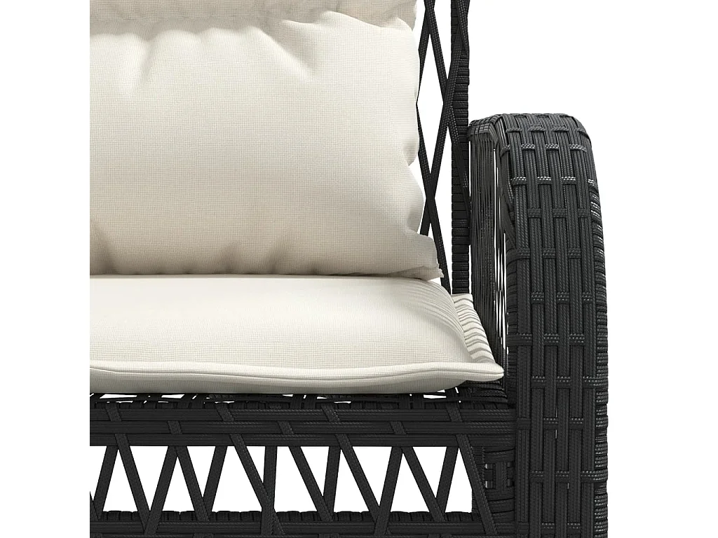 Salon de jardin 4 pcs avec coussins noir résine tressée