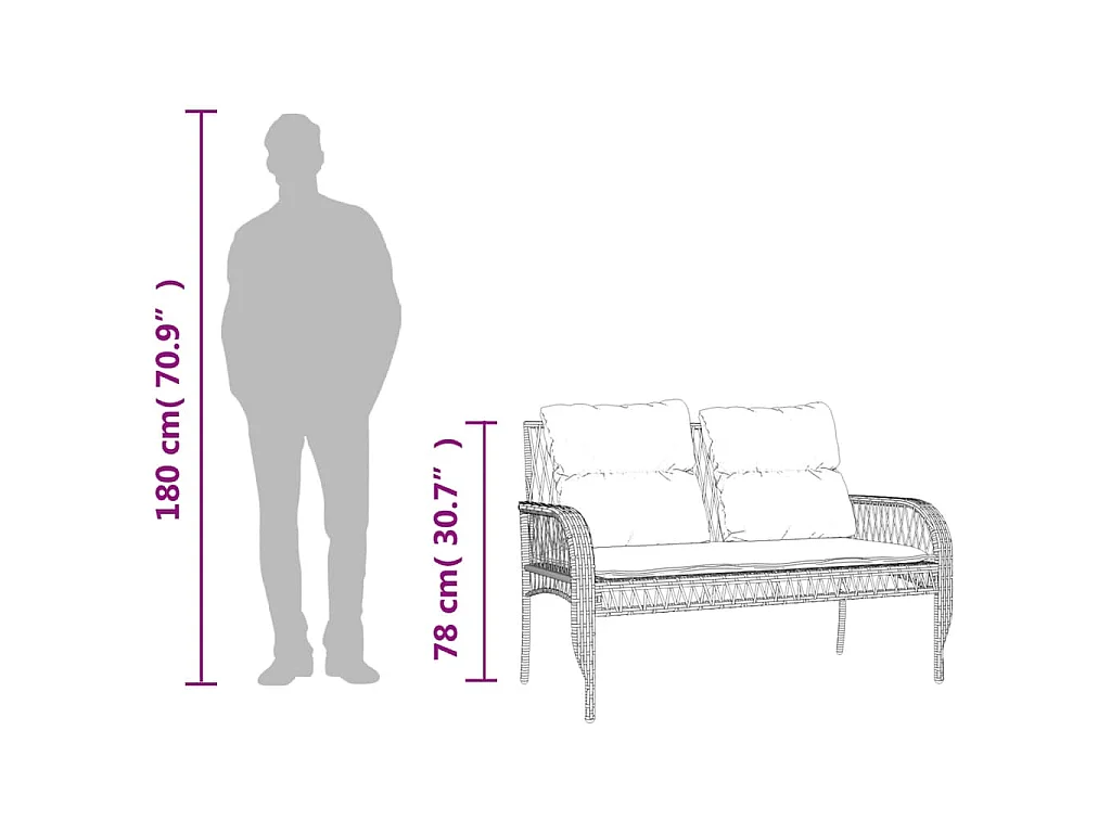 Set Divani da Giardino 4 pz con Cuscini Nero in Polyrattan