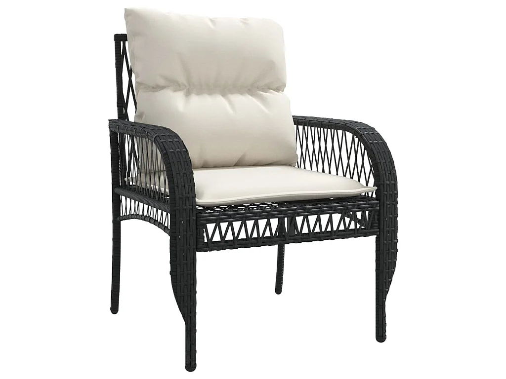 Set Divani da Giardino 4 pz con Cuscini Nero in Polyrattan