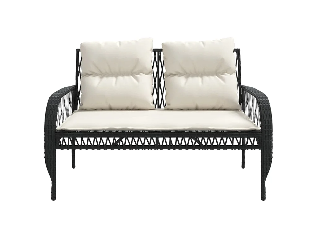 Set Divani da Giardino 4 pz con Cuscini Nero in Polyrattan