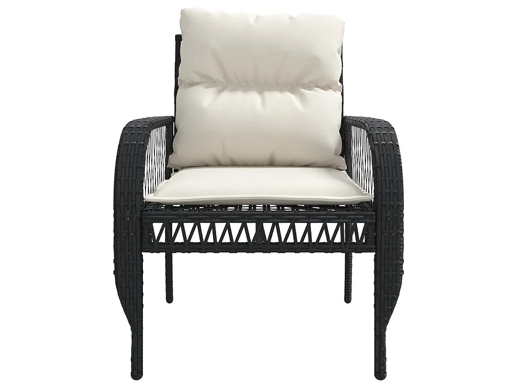 Set Divani da Giardino 4 pz con Cuscini Nero in Polyrattan