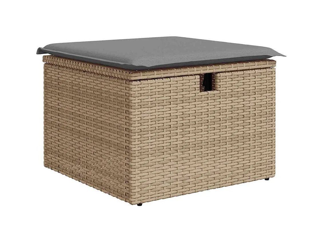 6-delige Loungeset met kussens poly rattan beige