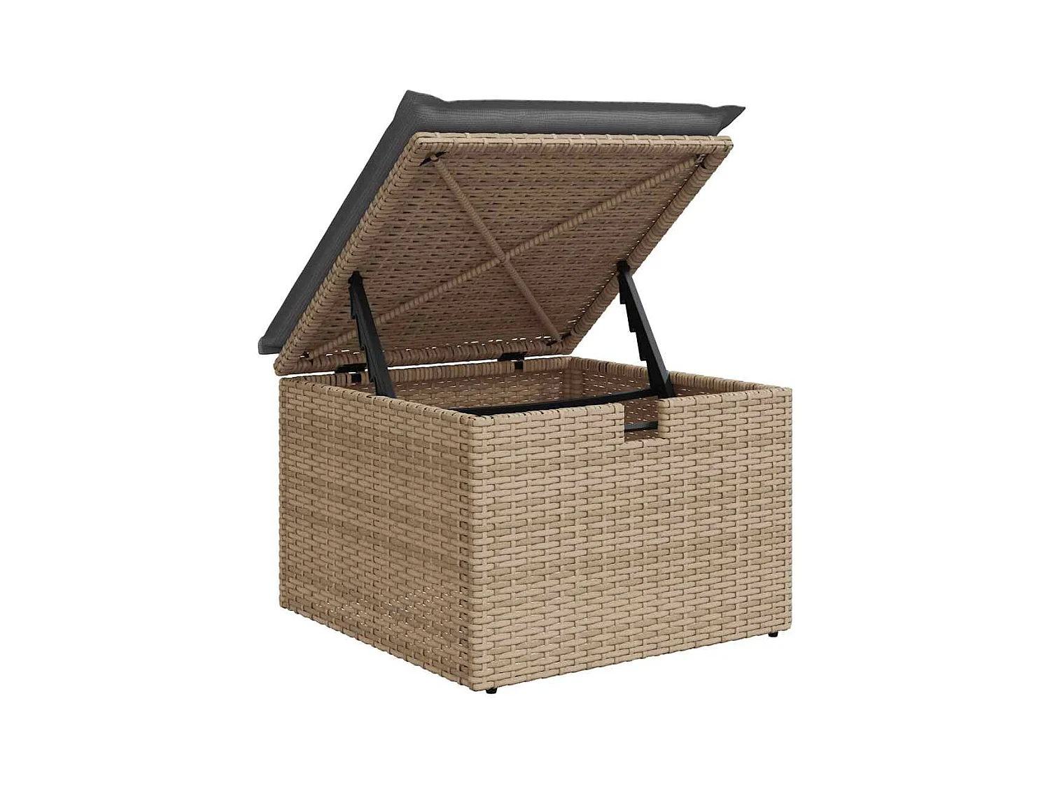 6-delige Loungeset met kussens poly rattan beige