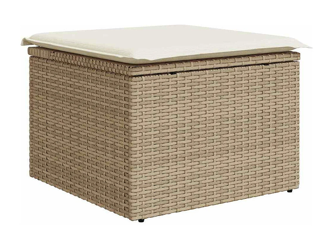 Set Divano da Giardino 6 pz con Cuscini Beige Polyrattan Acacia
