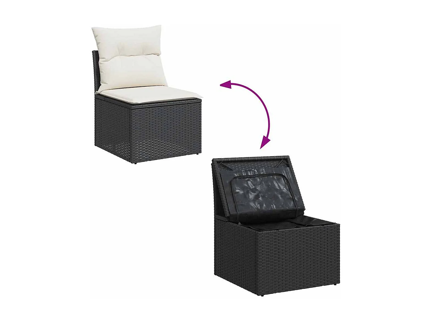 5tlg. Garten-Sofagarnitur mit Kissen Schwarz Poly Rattan Akazie