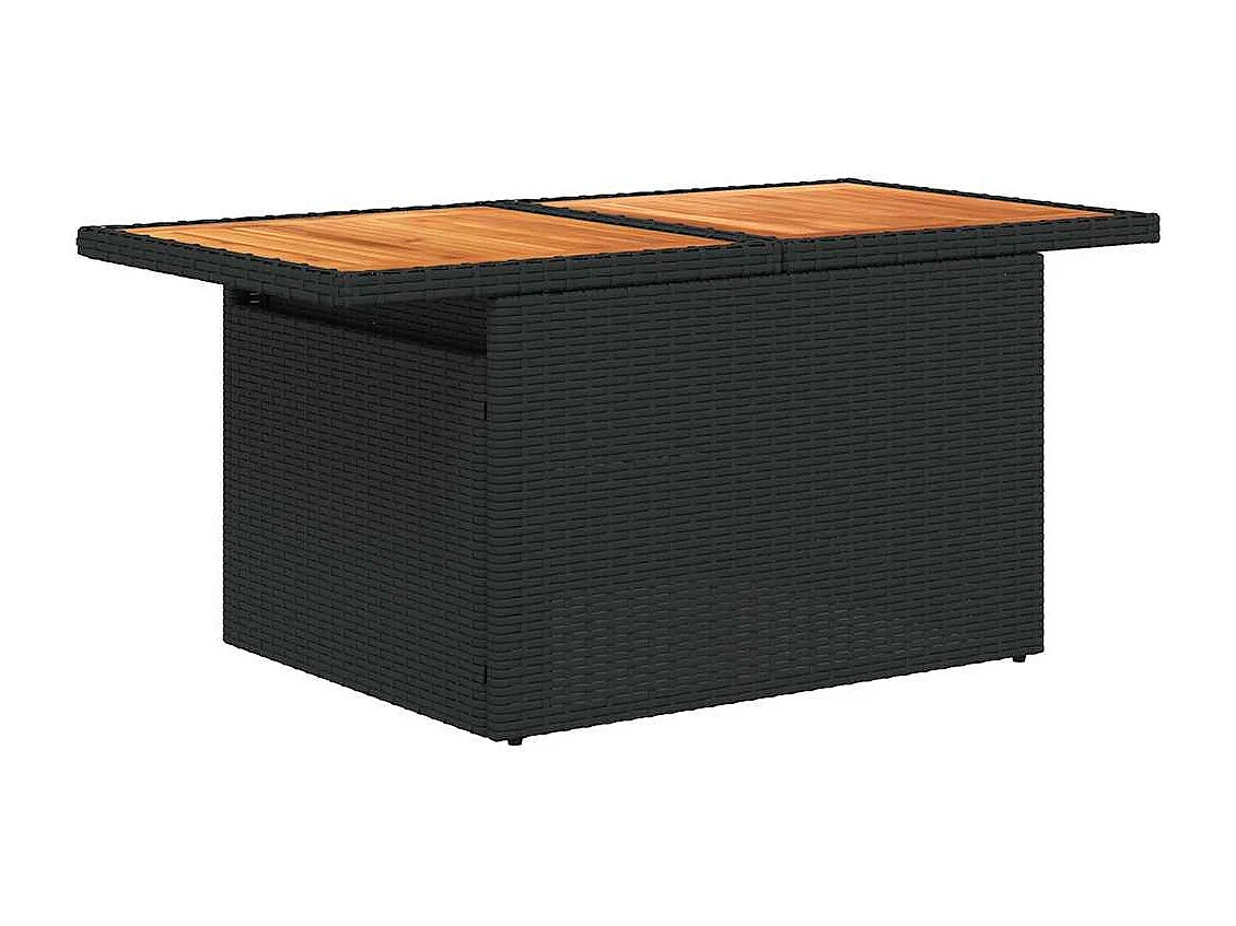 Set Divani da Giardino 5 pz con Cuscini Nero Polyrattan Acacia
