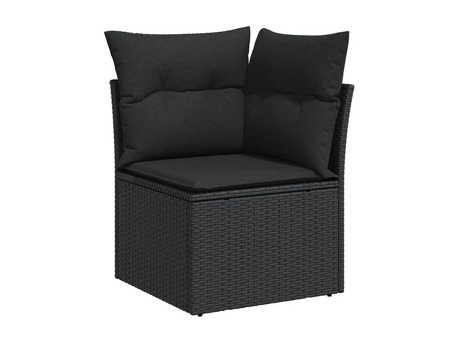 Salon de jardin avec coussins 7 pcs noir résine tressée acacia