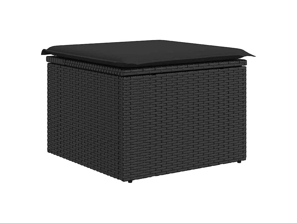 7-delige Loungeset met kussens poly rattan acacia zwart
