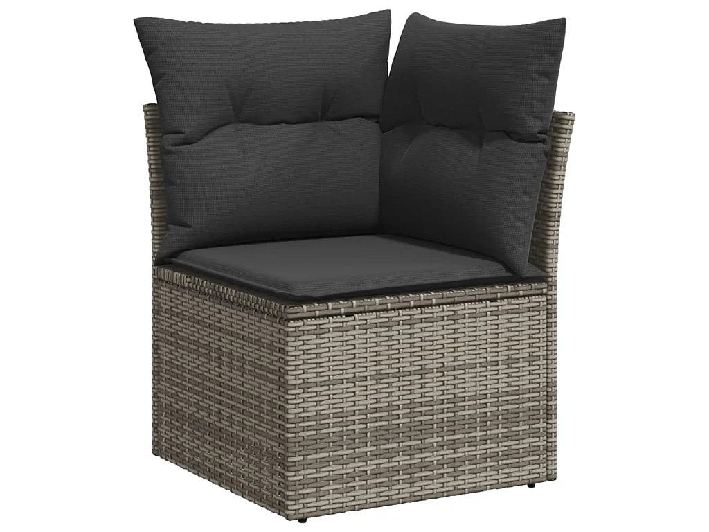 5-tlg. Garten-Sofagarnitur mit Kissen Grau Poly Rattan