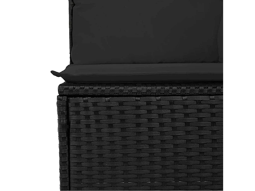 Set Divani da Giardino con Cuscini 7pz Nero Polyrattan Acacia