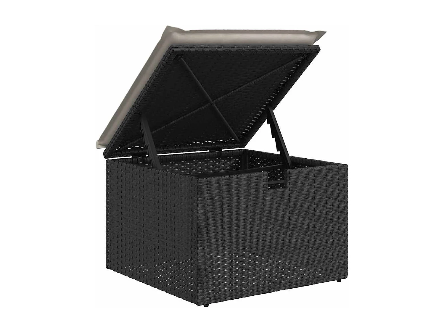 6-delige Loungeset met kussens poly rattan zwart
