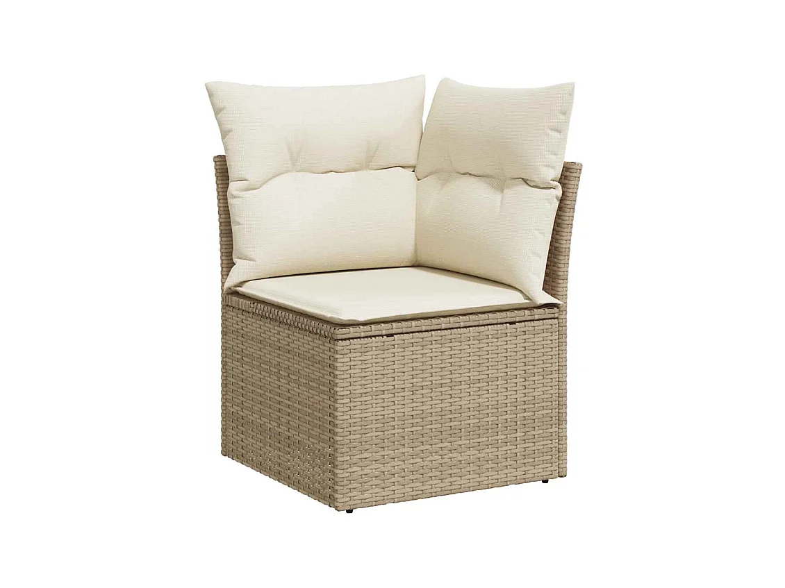7-tlg. Garten-Sofagarnitur mit Kissen Beige Poly Rattan