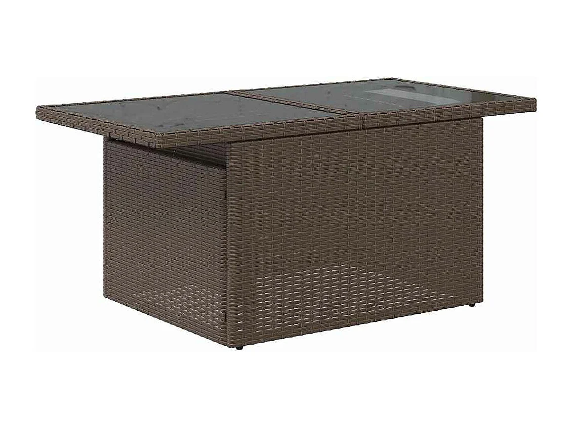 7 pcs conjunto de sofás jardim c/ almofadões vime PE castanho