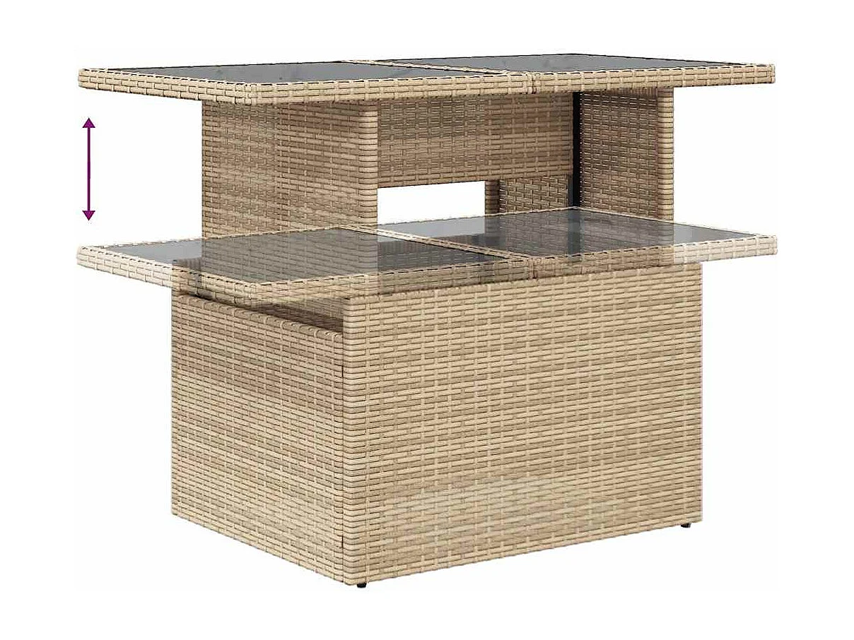 5-tlg. Garten-Sofagarnitur mit Kissen Beige Poly Rattan
