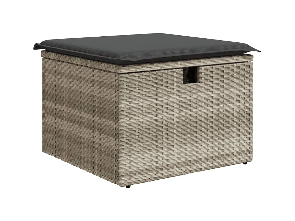 4-delige Loungeset met kussens poly rattan lichtgrijs