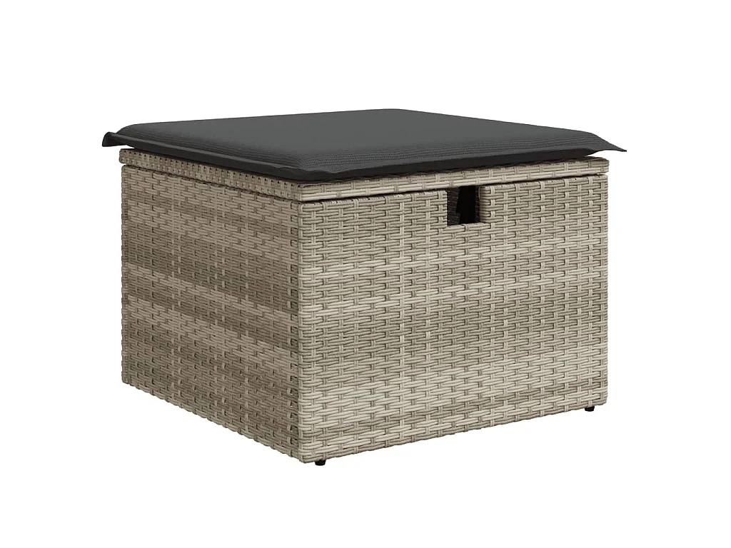 4-delige Loungeset met kussens poly rattan lichtgrijs