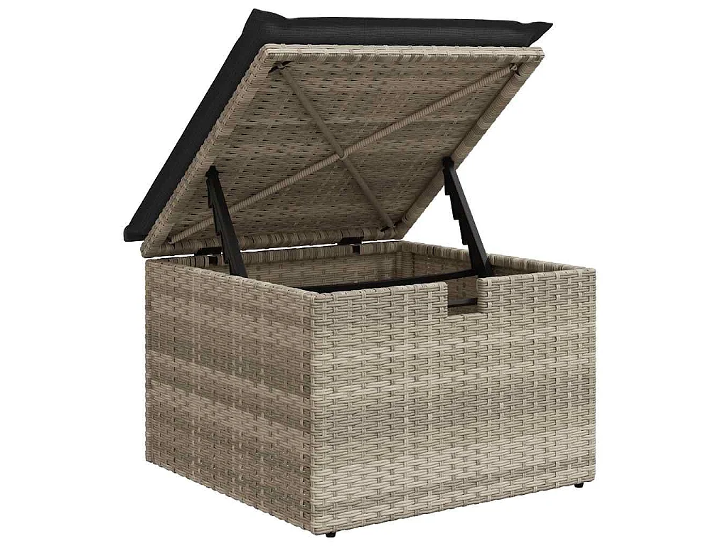 4-delige Loungeset met kussens poly rattan lichtgrijs