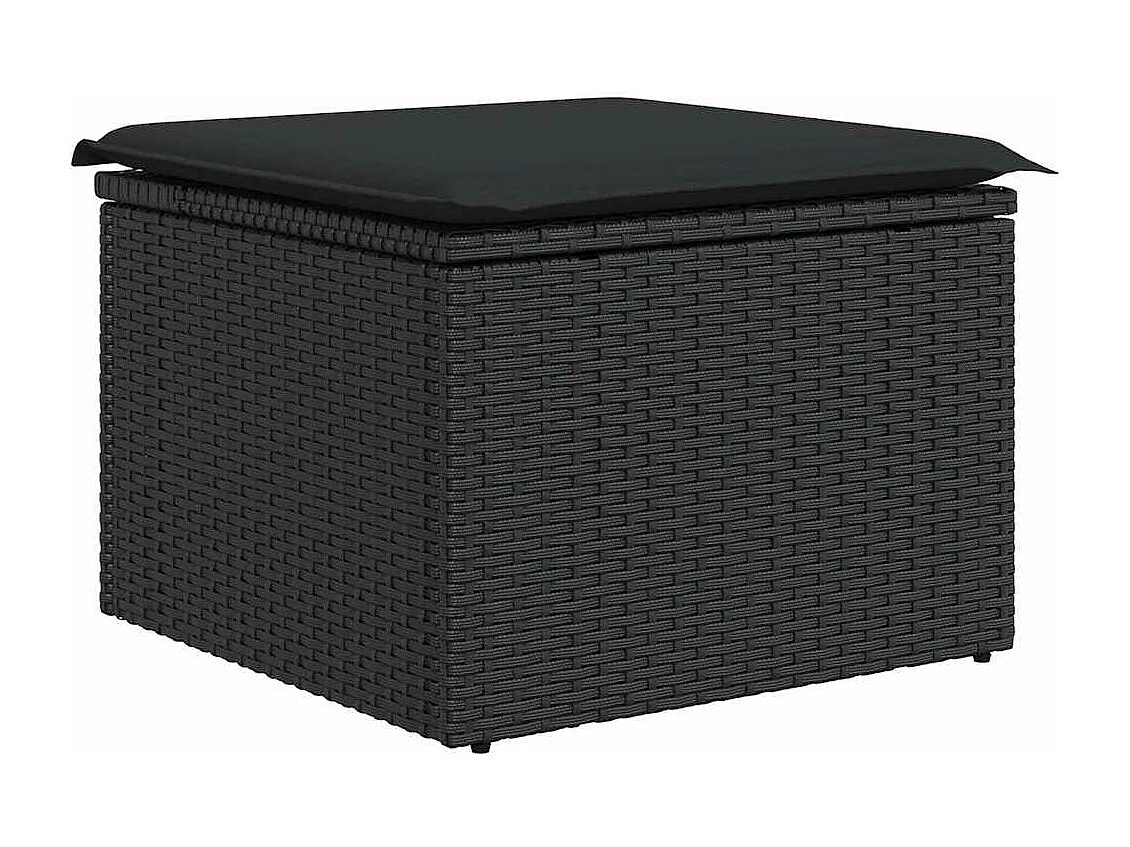 6-delige Loungeset met kussens poly rattan zwart