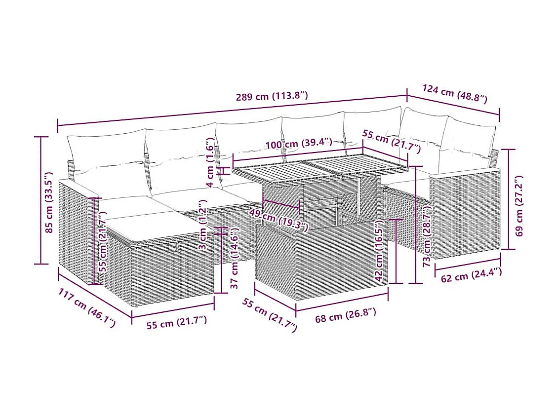 Set Divano da Giardino 5 pz con Cuscini Beige in Polyrattan
