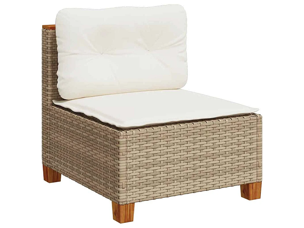 Set Divano da Giardino 5 pz con Cuscini Beige in Polyrattan