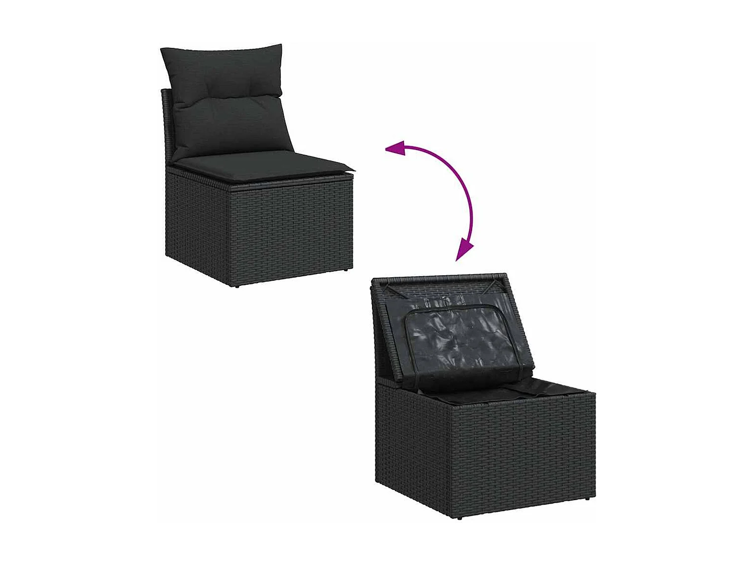 6-tlg. Garten-Sofagarnitur mit Kissen Schwarz Poly Rattan