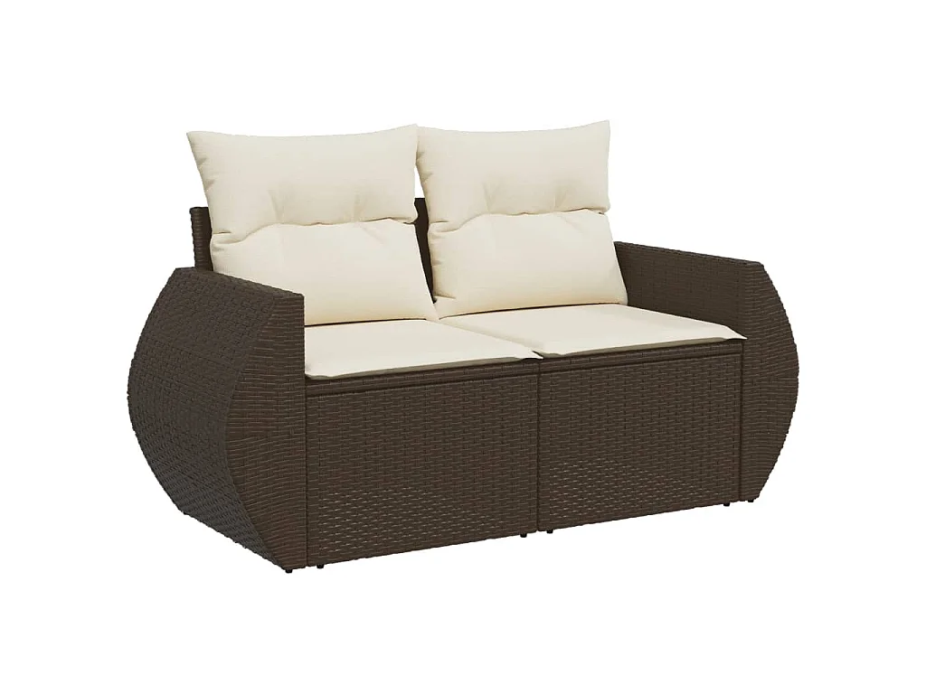 5-tlg. Garten-Sofagarnitur mit Kissen Braun Poly Rattan