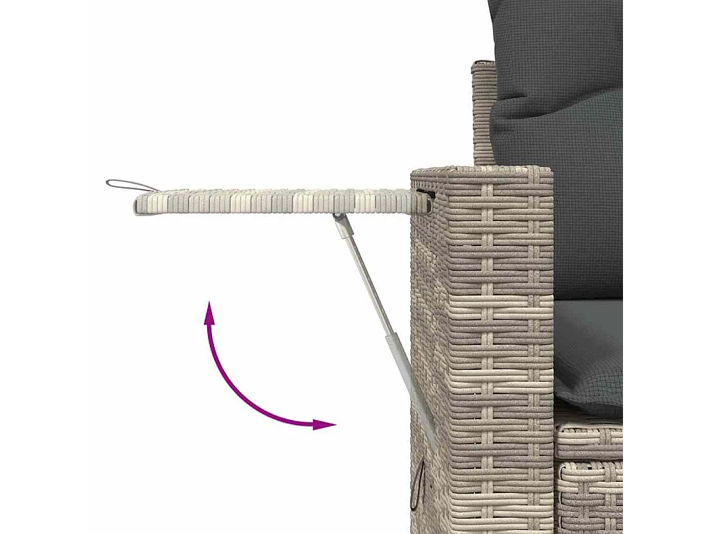 Salon de jardin 5 pcs avec coussins gris clair résine tressée