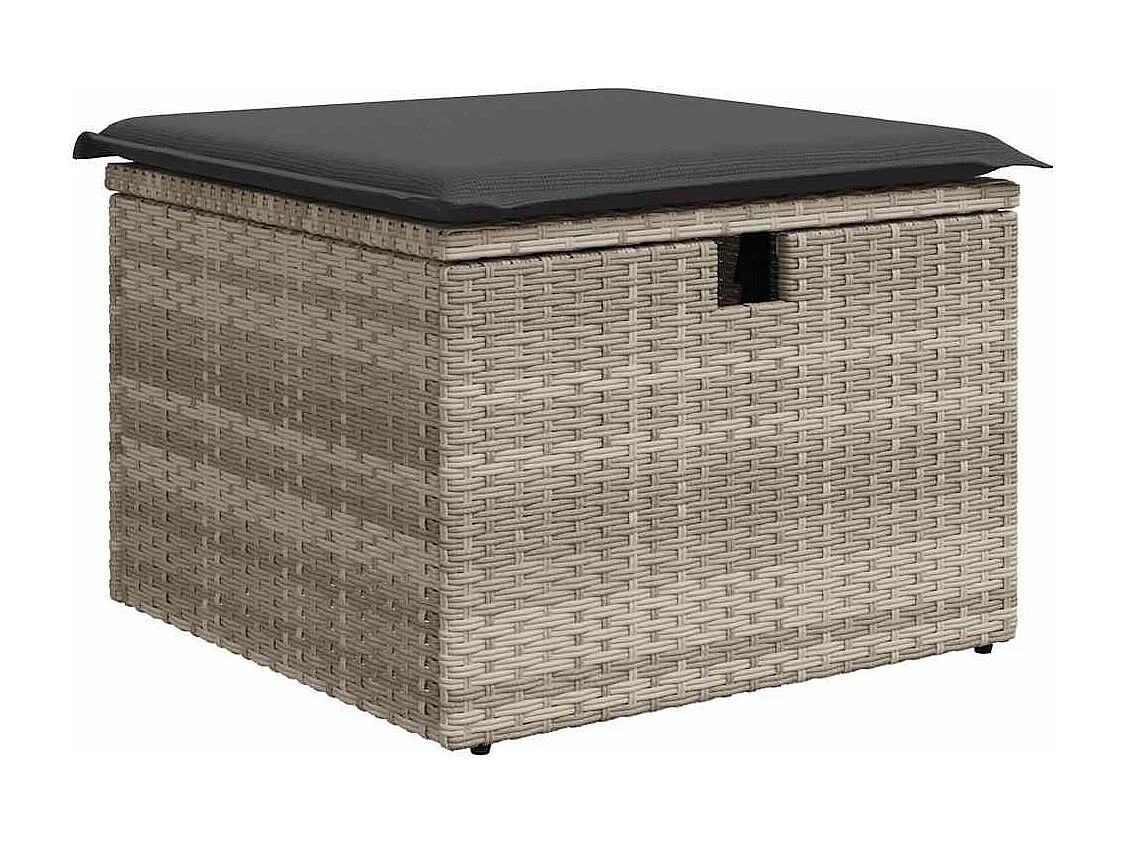 5-delige Loungeset met kussens poly rattan lichtgrijs