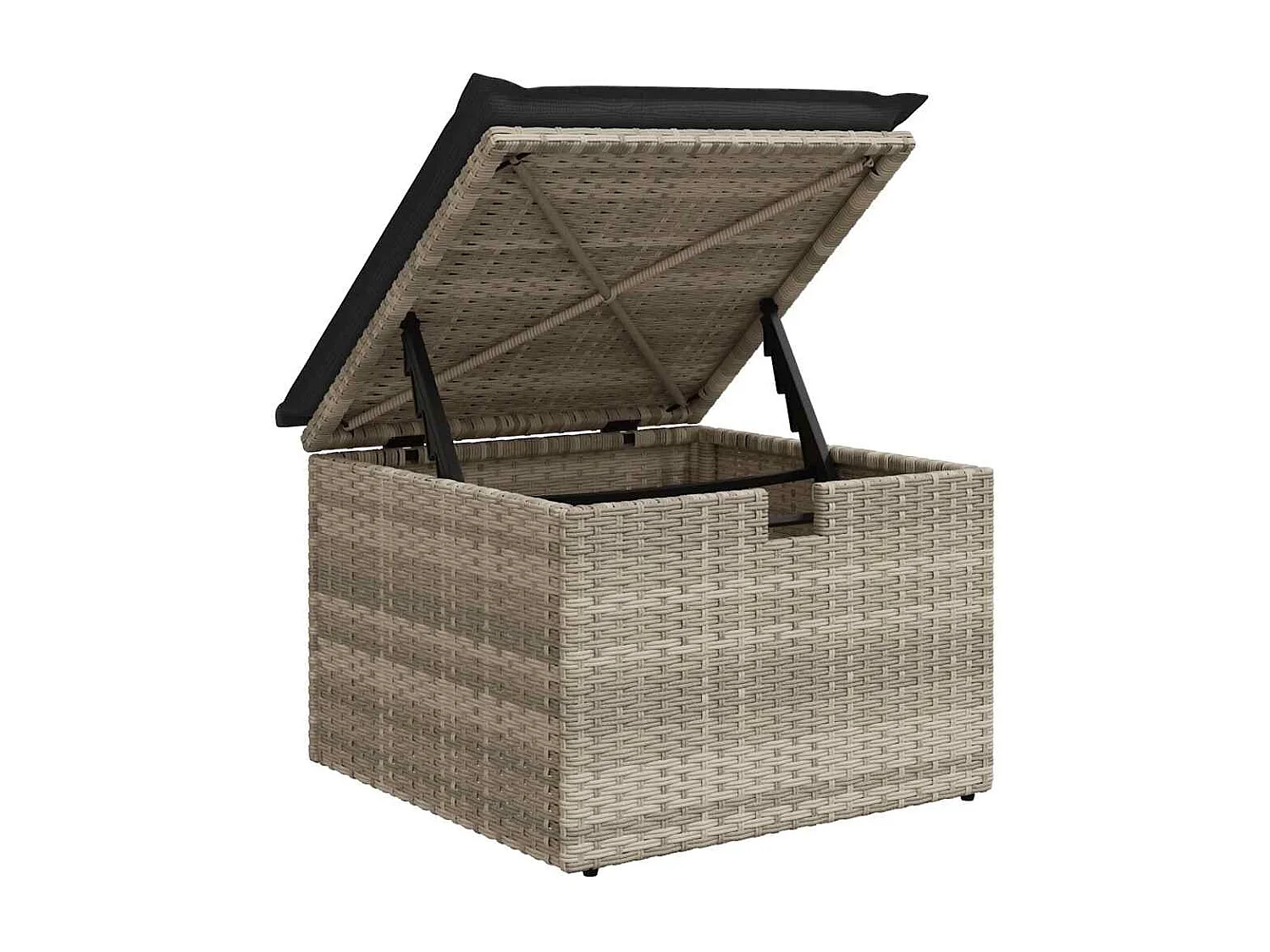 5-delige Loungeset met kussens poly rattan lichtgrijs