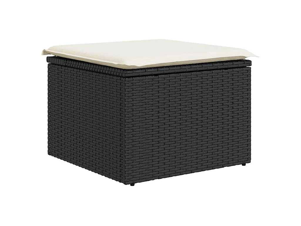 Salon de jardin 6 pcs avec coussins noir résine tressée